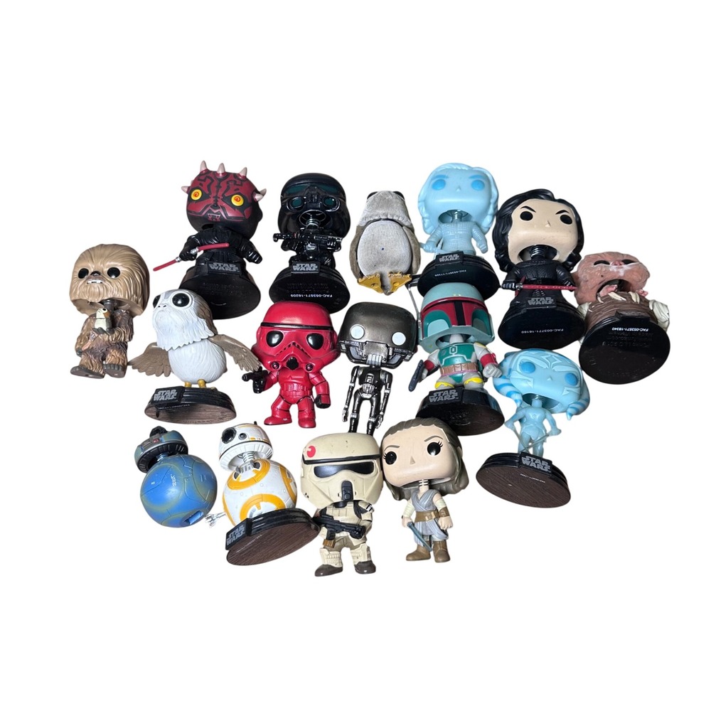 Star Wars Funko Pop Bobblehead Lot of 14 Darth Maul Boba Fett Kylo Ren Rey Porg